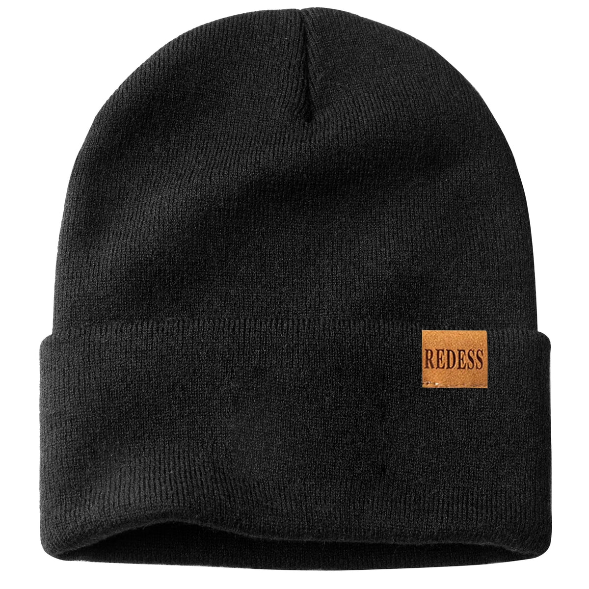 REDESS 2 Pack Warm Winter Knit Cuffed Beanie Hat for Men and Women,Black+Black