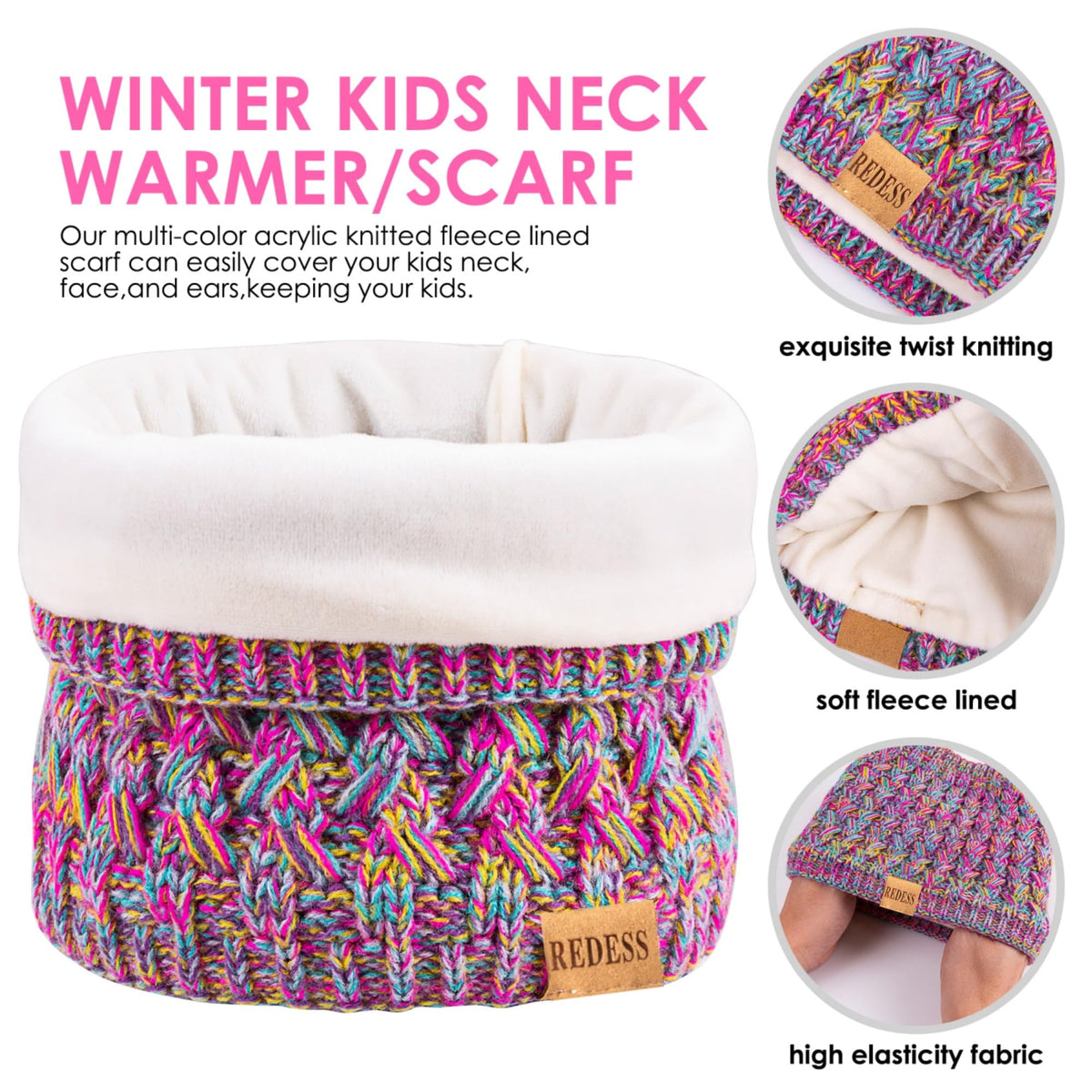 REDESS Unisex Kids Winter Beanie Hat, Gloves and Scarf Set, Acrylic, Multicolor, 3-9 Years