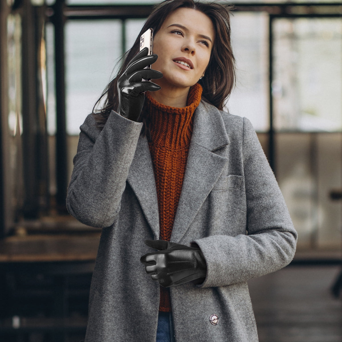 REDESS Women Winter Leather Mitten Gloves with Intelligent Touch Screen 2 Pairs.