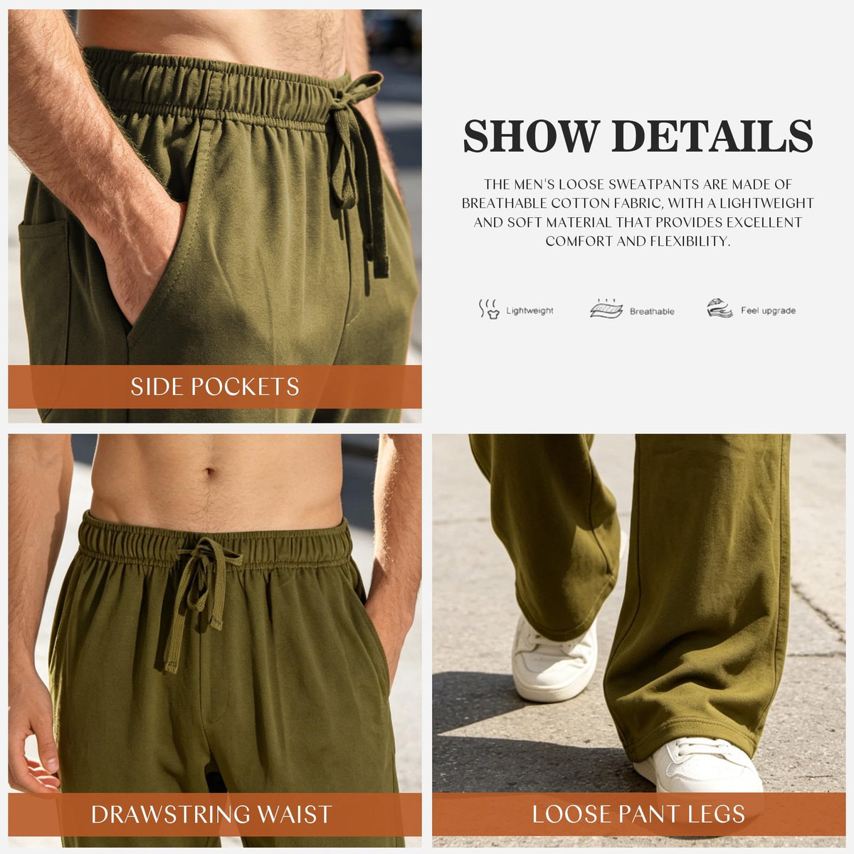 REDESS Mens Sweatpants Soft Fleece Straight Active Casual Jogger Pants Running Workout Gym Pants with Pockets