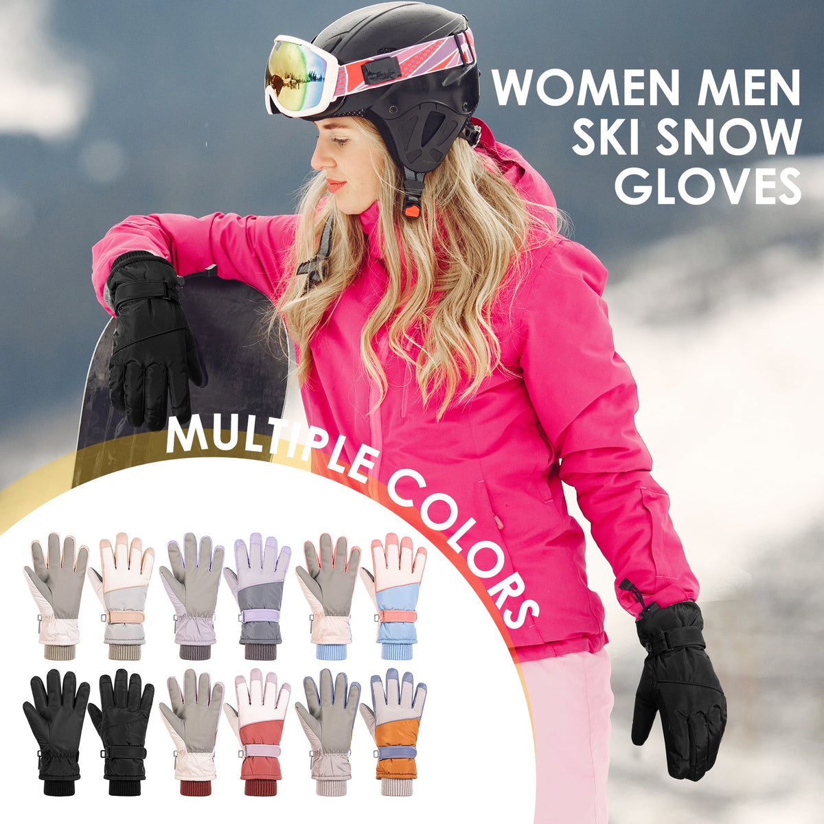 REDESS Winter Waterproof Gloves for Women Ski Snow Snowboard Touchscreen Black Touchscreen Gloves