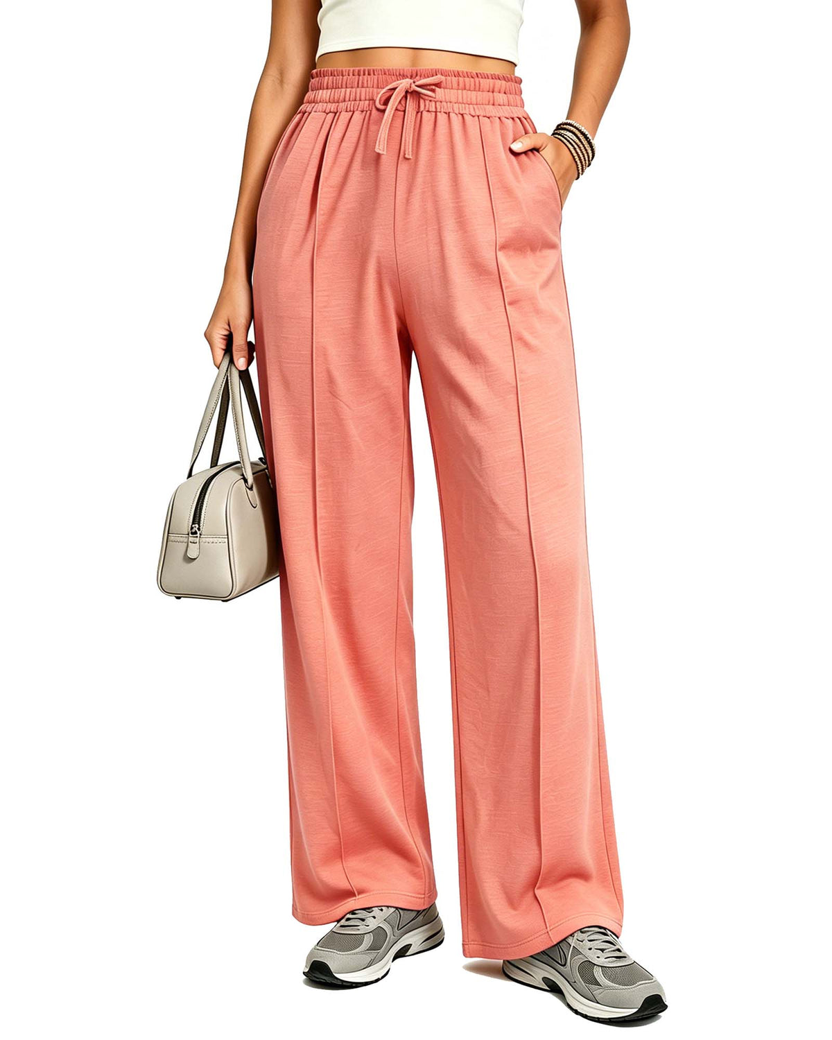 REDESS Sweatpants for Women Wide Leg Casual Baggy Black Sweatpants Drawstring Workout Pants with Pockets,S-XXL