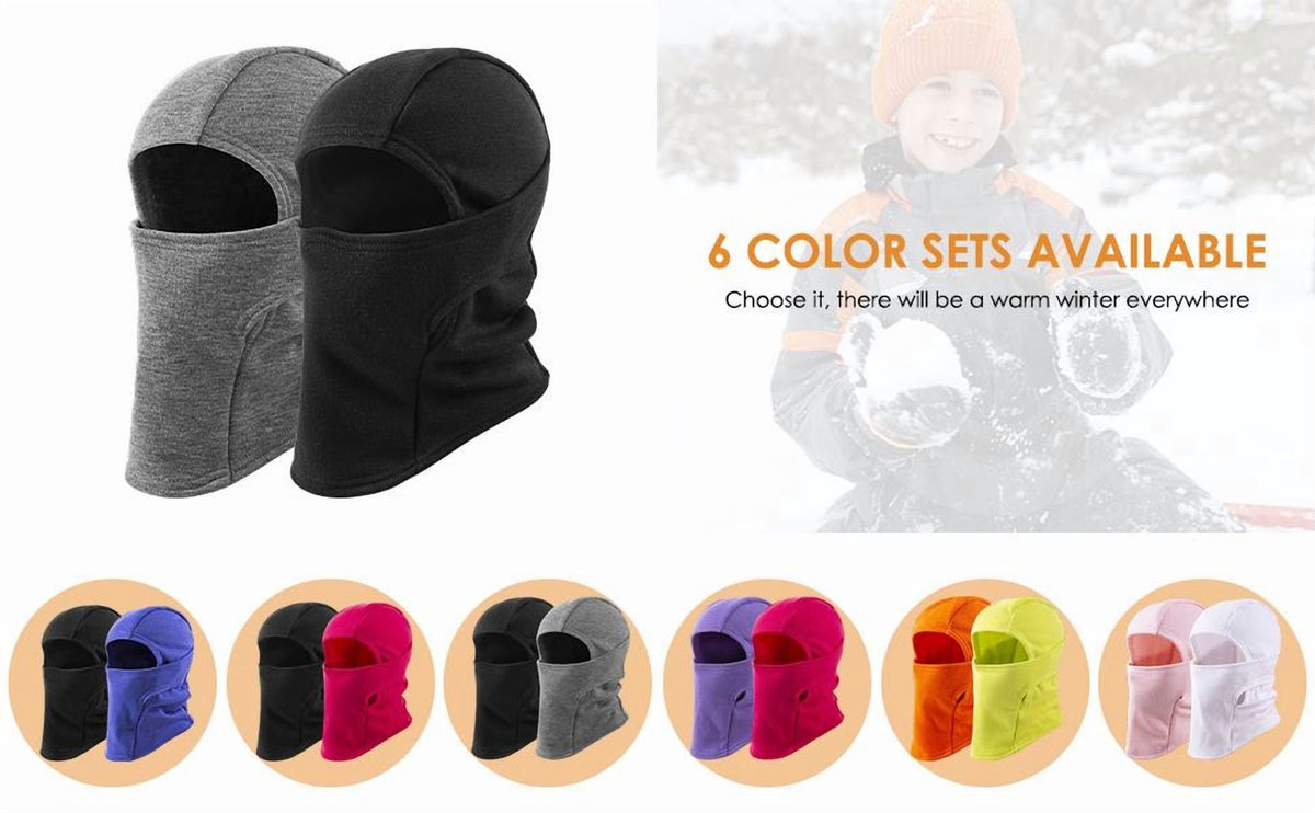 REDESS Balaclava Face Mask for Kid Warm Fleece Windproof Ski Mask for Boy and Girl,Black 2 Pack