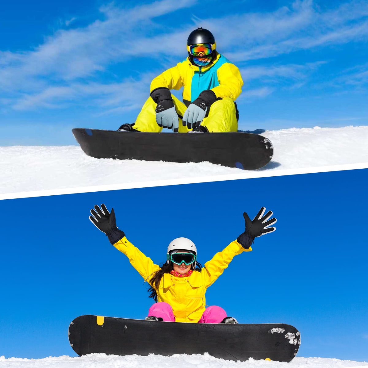 REDESS Unisex Winter Waterproof Touchscreen Ski Gloves for Men and Women, Black