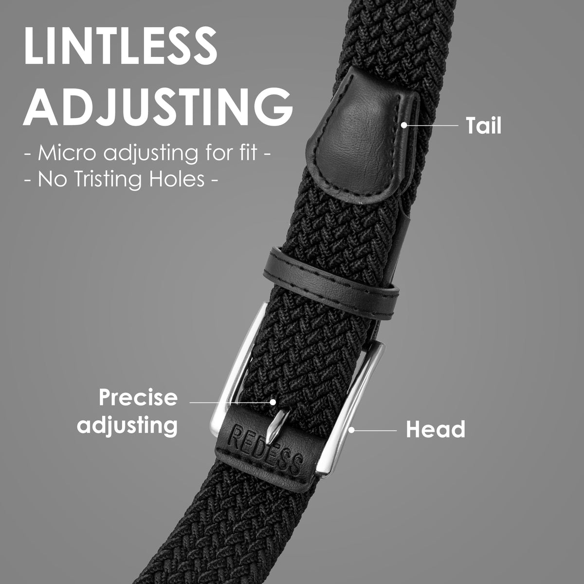 REDESS Men's Belt Braided Web Elastic Black Belt for Casual Golf Jeans,2 pack,Black+Beige