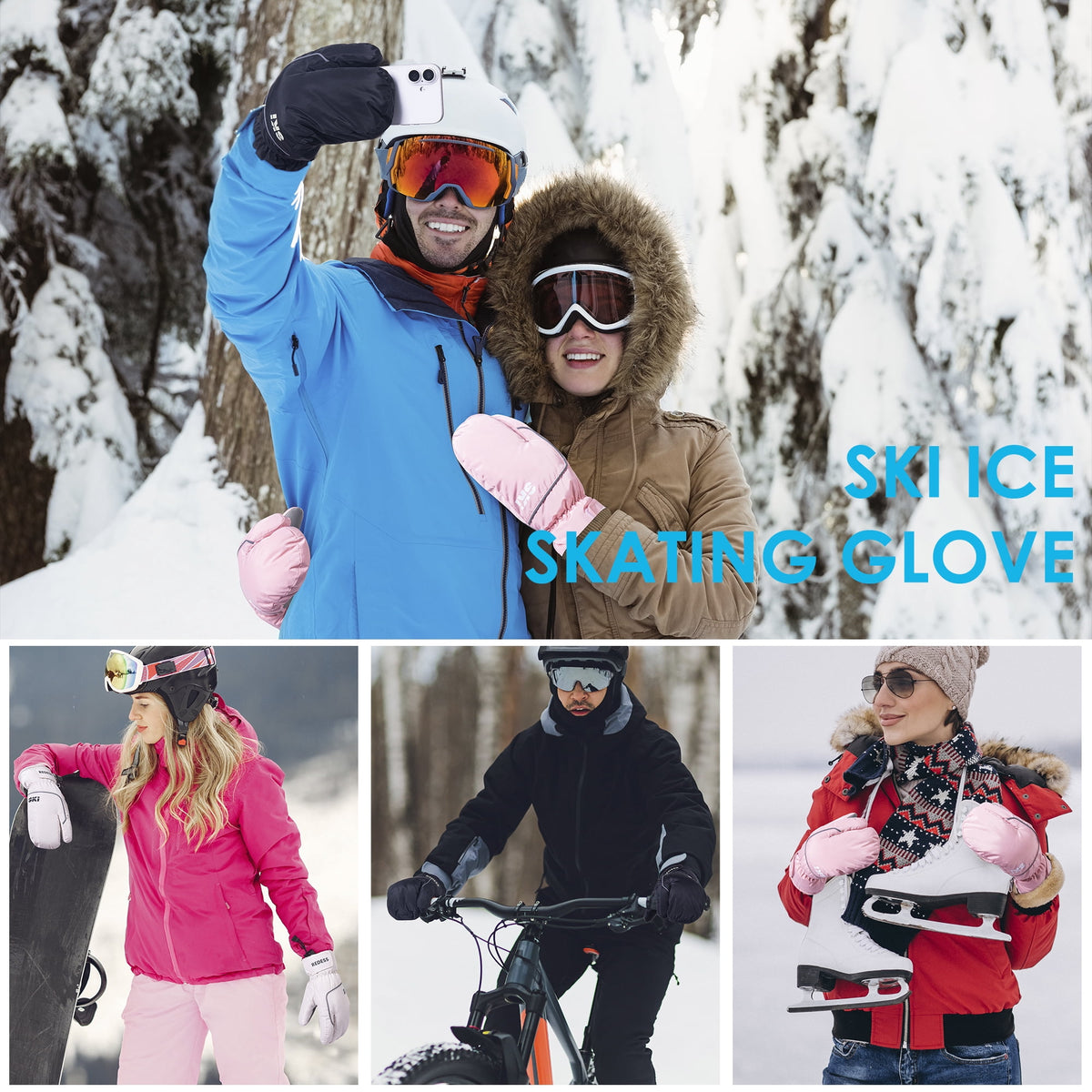 REDESS Winter Ski Gloves for Men & Women, Touch Screen Waterproof Windproof Thermal Insulated Winter Snow 3?Finger Mittens, S?XL