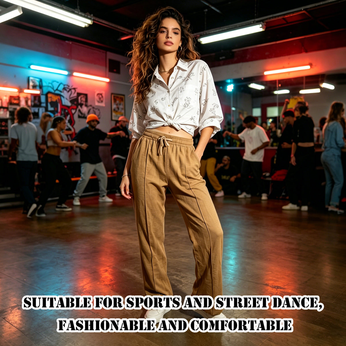 REDESS Sweatpants for Women Wide Leg Casual Baggy Black Sweatpants Drawstring Workout Pants with Pockets,S-XXL