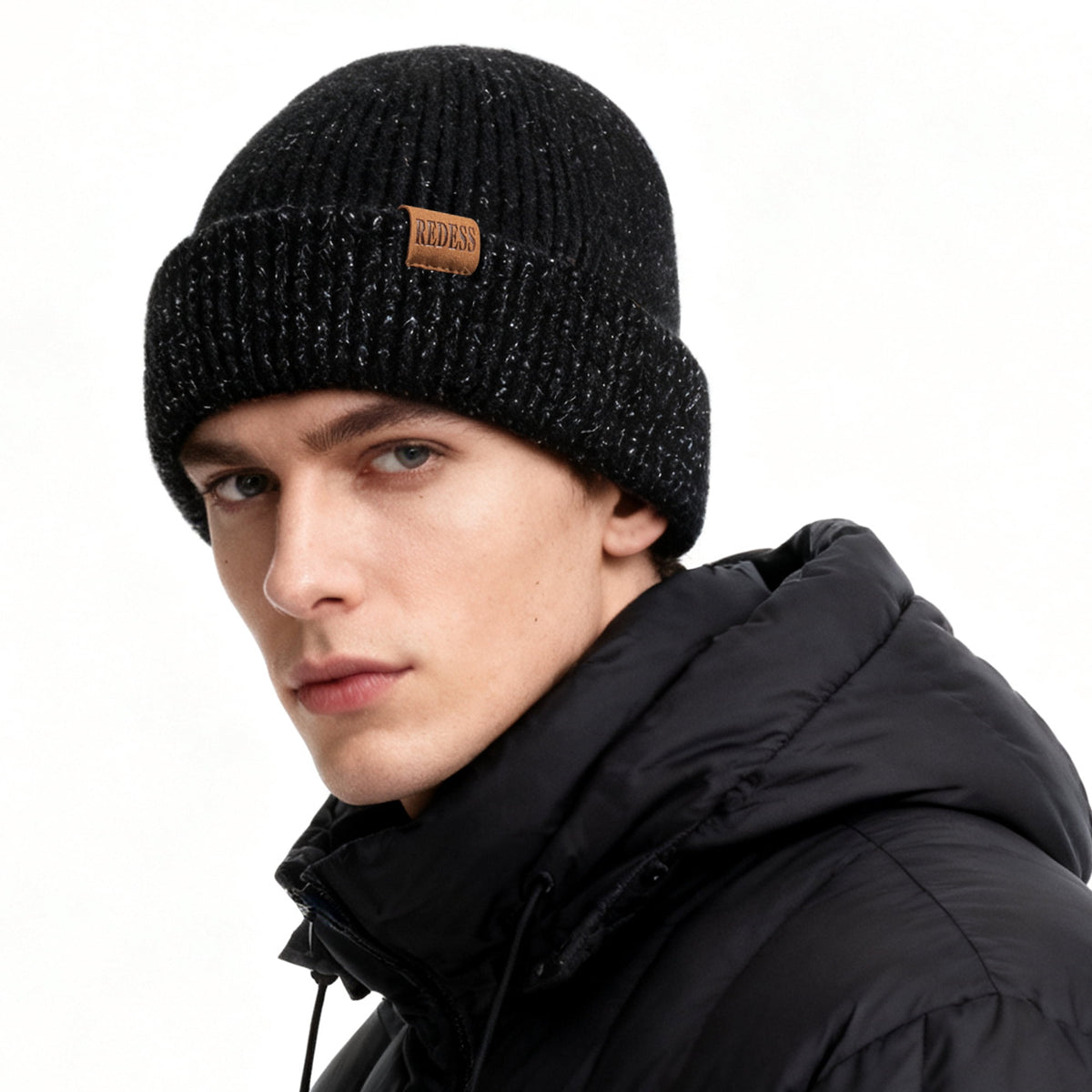 REDESS Beanie Hats for Women and Men Knit Soft Winter Warm Cuffed Hat, Black 2 pack
