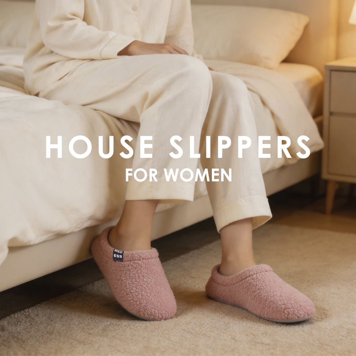 REDESS Slippers for women, Closed Back Curly Fleece Indoor House Shoes
