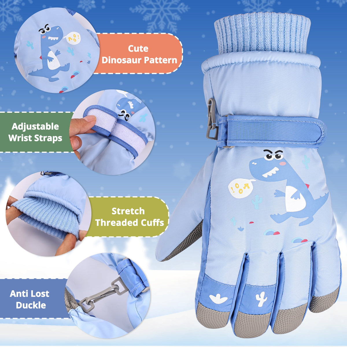 REDESS Kids Winter Gloves With Touch Screen Waterproof for Boy and Girl Sports,Skiing,Dark Blue