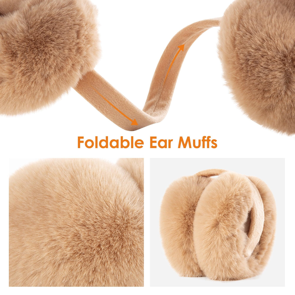 REDESS Winter Ear Warmers for Women Girls Faux Fur Cute Foldable Warm Earmuffs