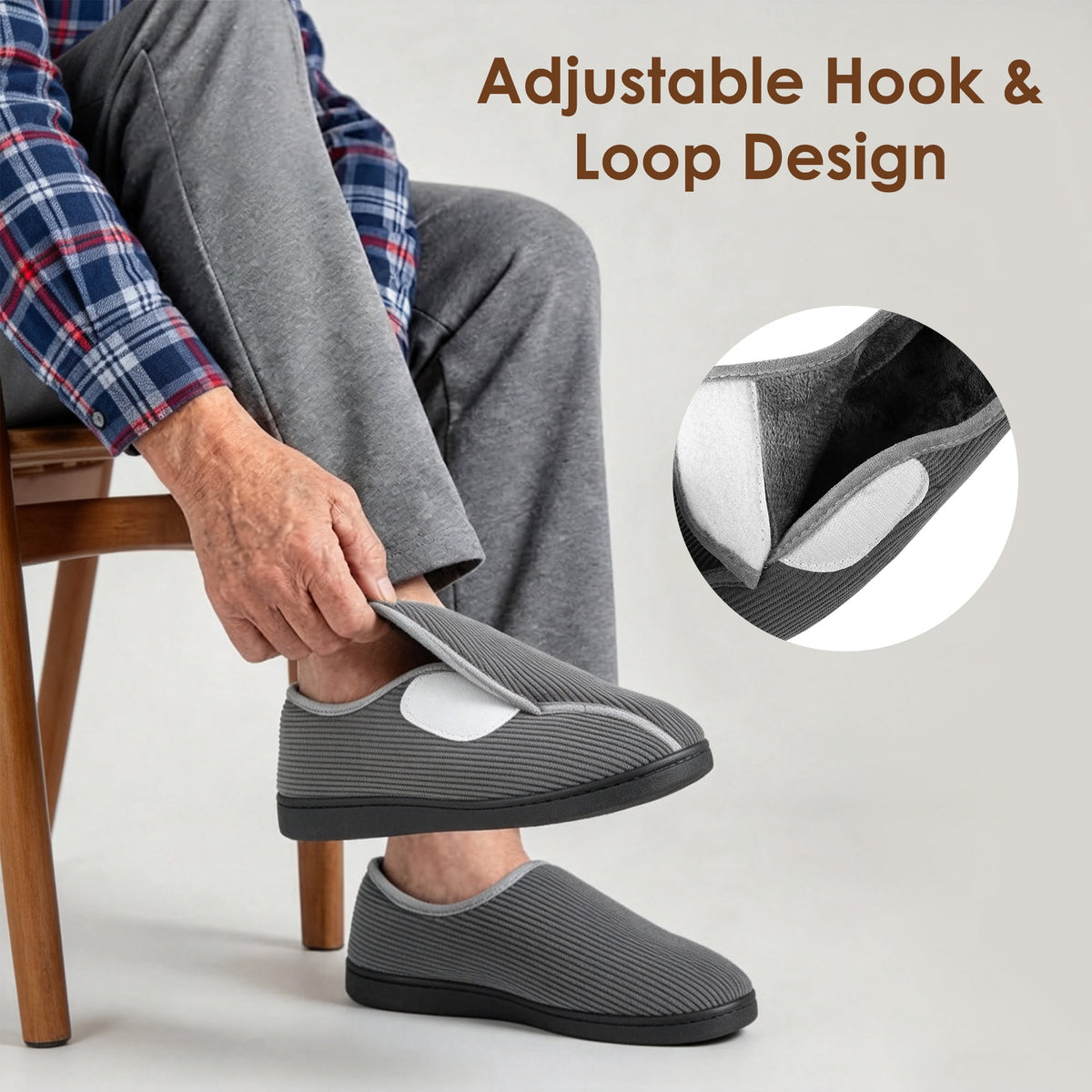 REDESS Mens Closed Toe Closed Heel Slipper, Winter Warm Fleece Lined Indoor Outdoor House Shoes