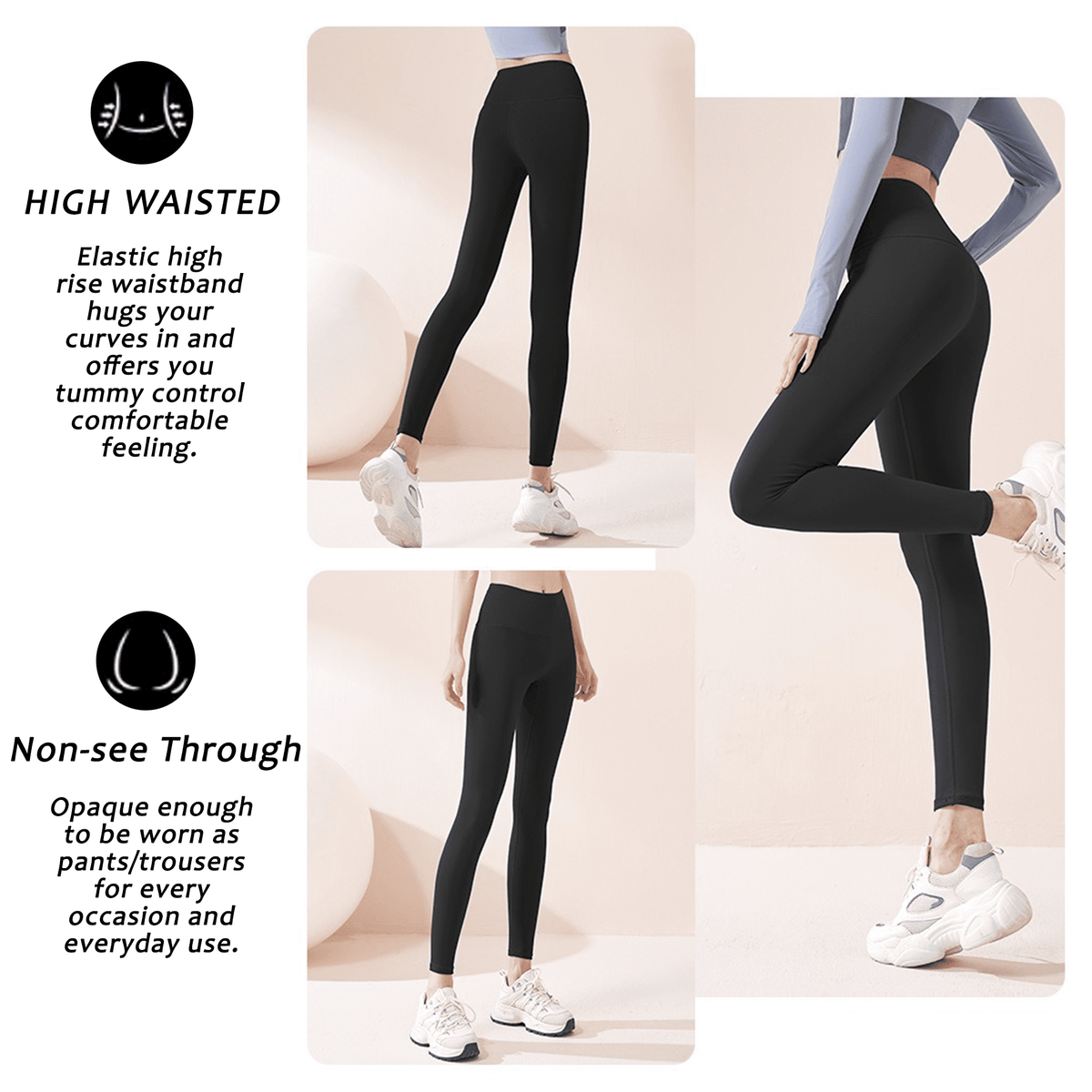 REDESS 2 Pack High Waist Ankle Yoga Leggings for Women Size XS -Black