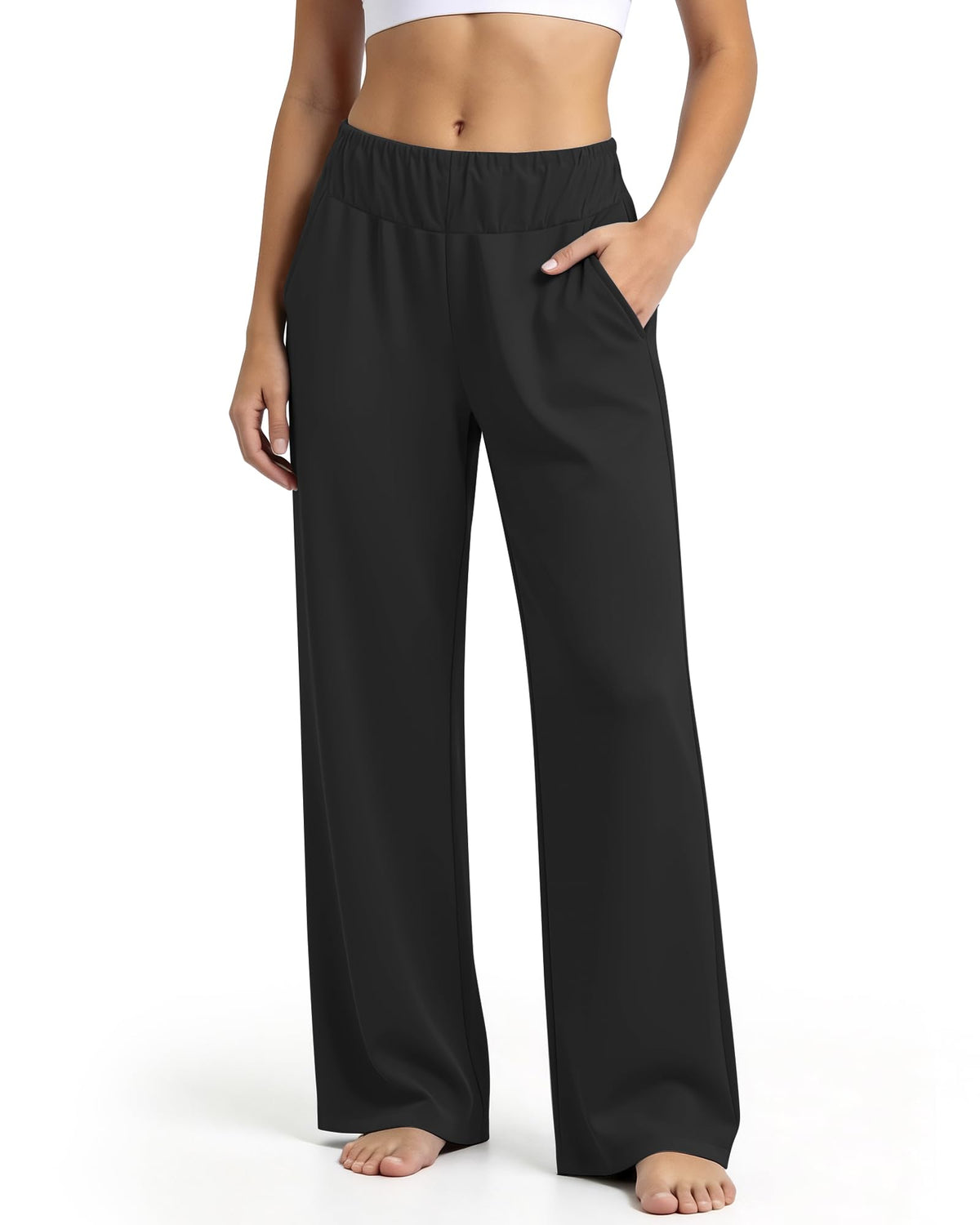 REDESS Pants for Women Elastic High Waisted Wide Leg Lounge Pants,Size S-2XL