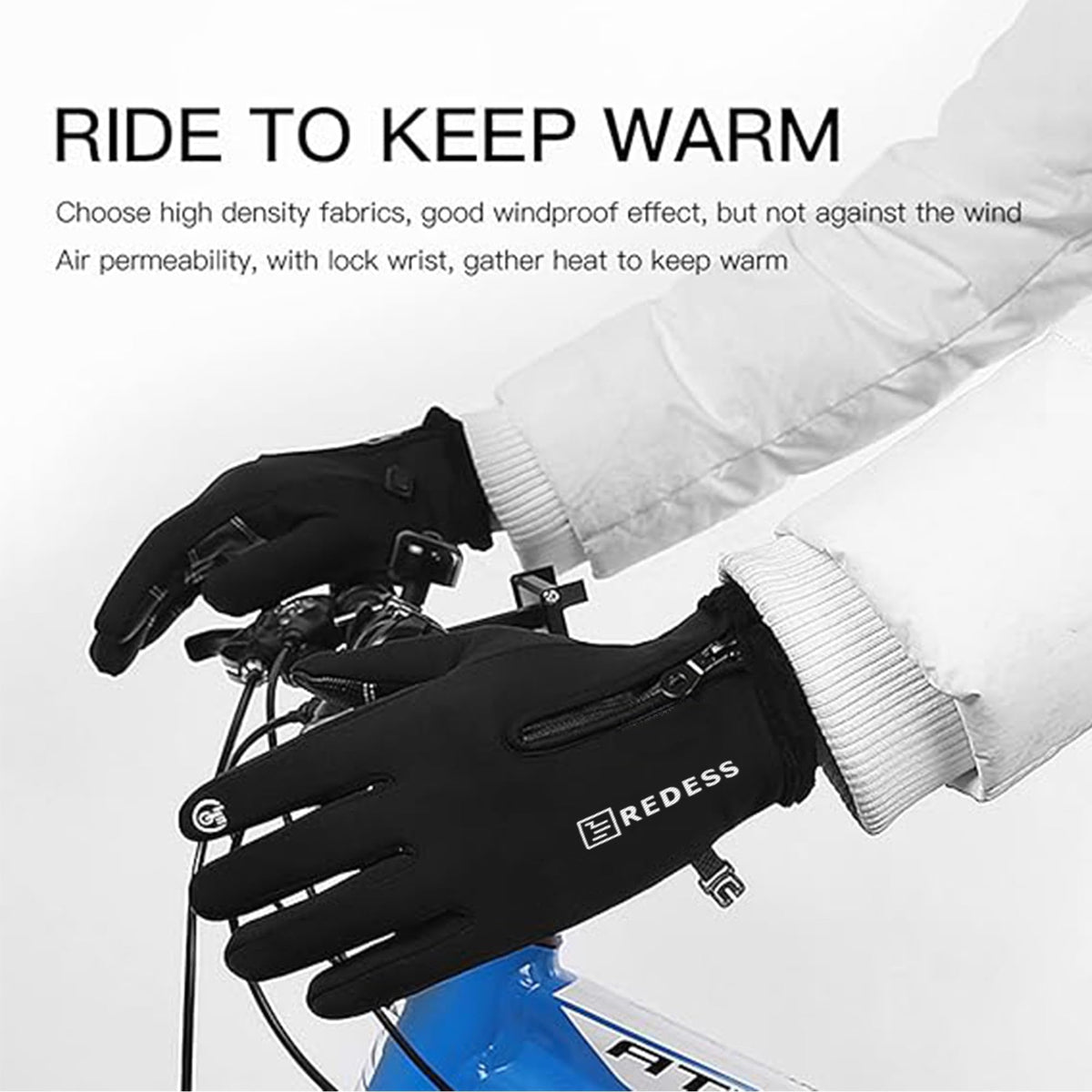 REDESS Winter Black Sports Gloves for Men and Women with Touchscreen for Running Skiing Cycling