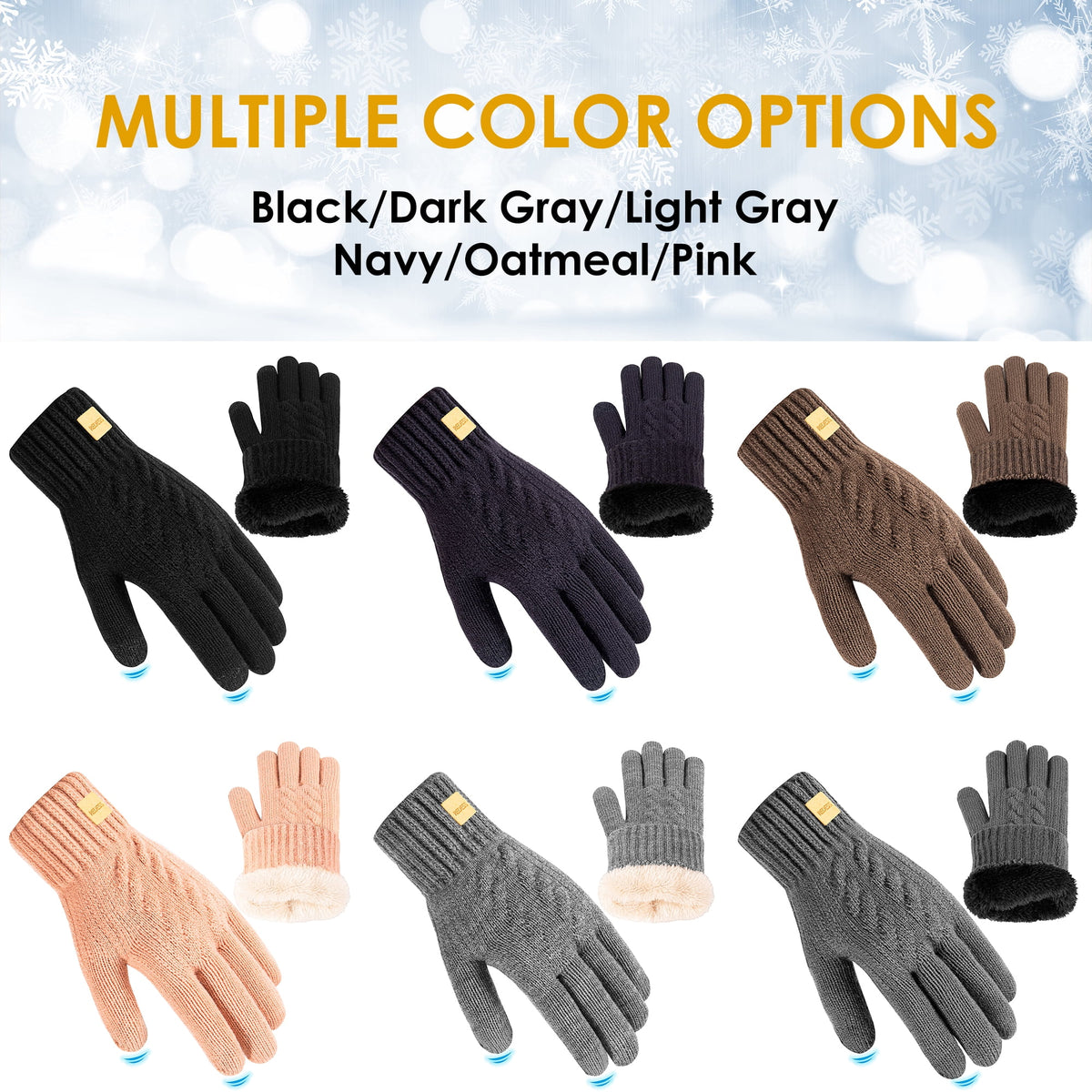 REDESS Winter Gloves for Women and Men with Touch Screen Thermal Knit Black Gloves.
