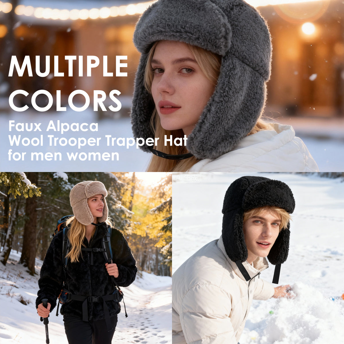 REDESS Women's Trapper Hat Winter Warm Fleece Windproof Cold Weather Thickened Hat Unisex