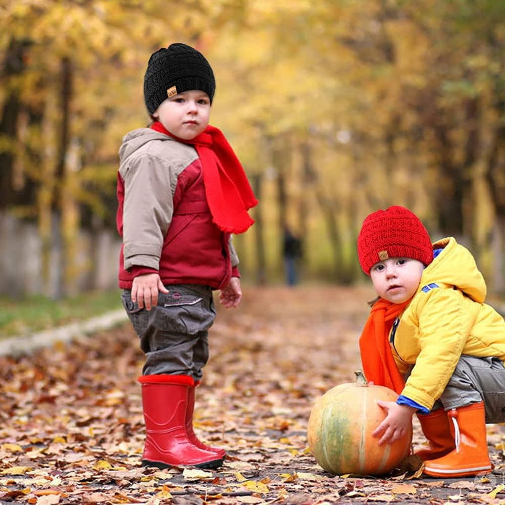 REDESS Baby Kids Winter Warm Hats, Infant Toddler Children Beanie Knit Cap Girls Boys-3 Pack
