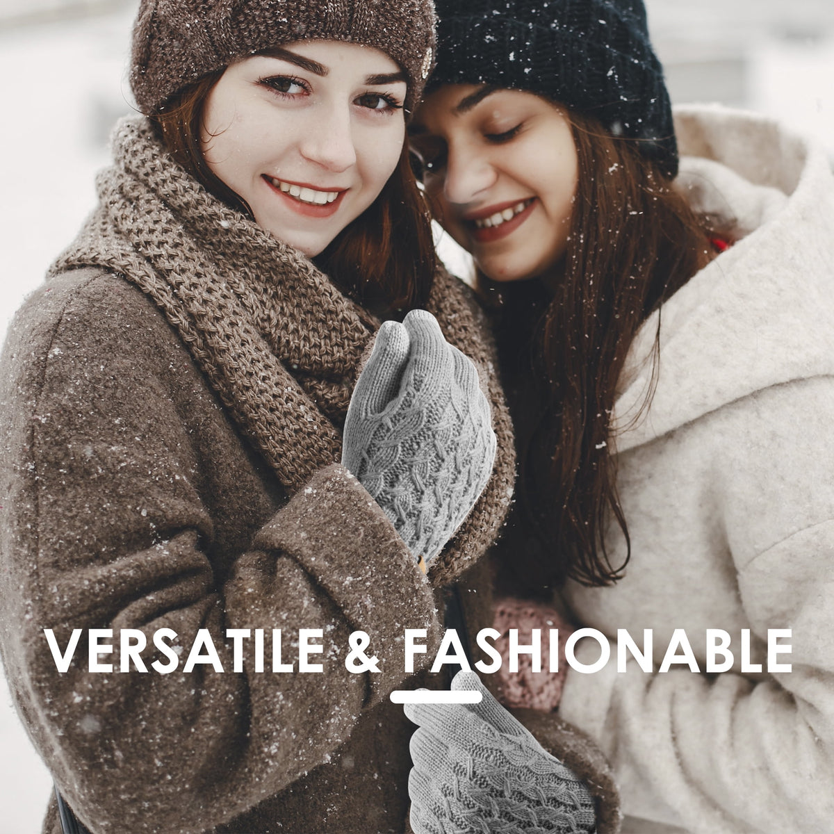 REDESS Winter Gloves for Women Touchscreen Texting Warm Knit Fleece Lined Gloves for Cold Weather Black