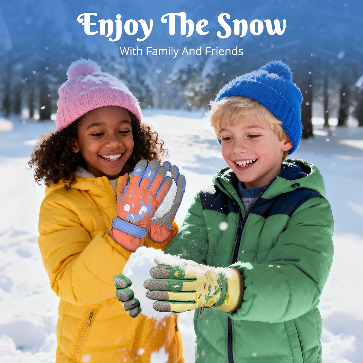 REDESS Kids Winter Gloves With Touch Screen Waterproof for Boy and Girl Sports,Skiing,Dark Blue