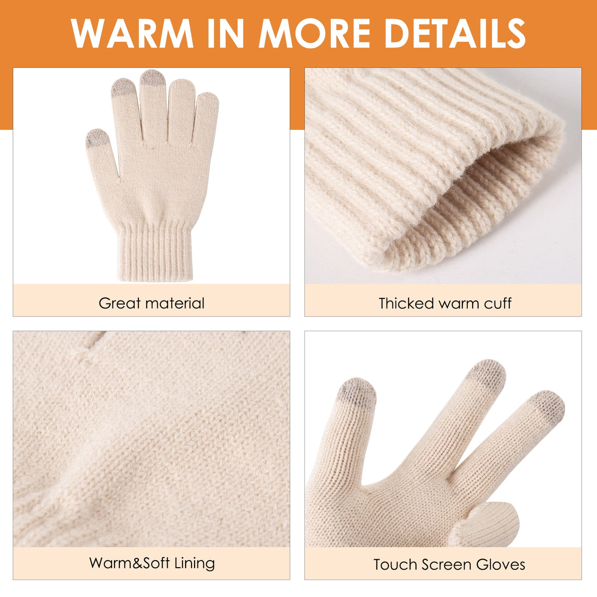 REDESS Winter Hat and Gloves Sets for Women, Fleece Lined Beanie Hat Scarf and Touchscreen Glove Sets for Women