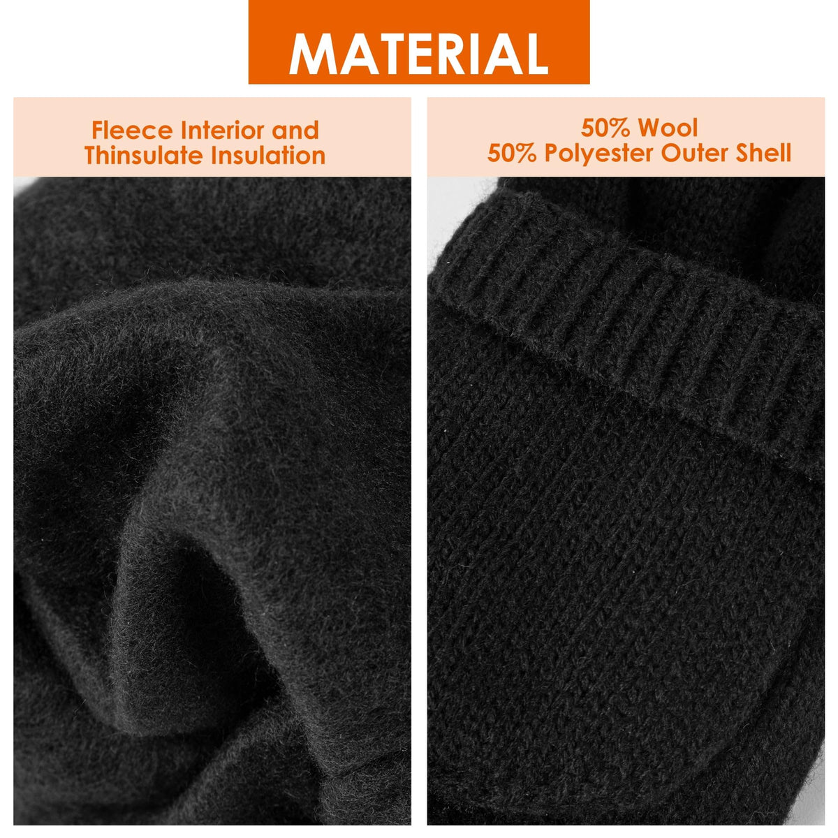 REDESS Winter Mittens Fingerless Gloves for Women and Men Knitted Convertible Gloves,Beige