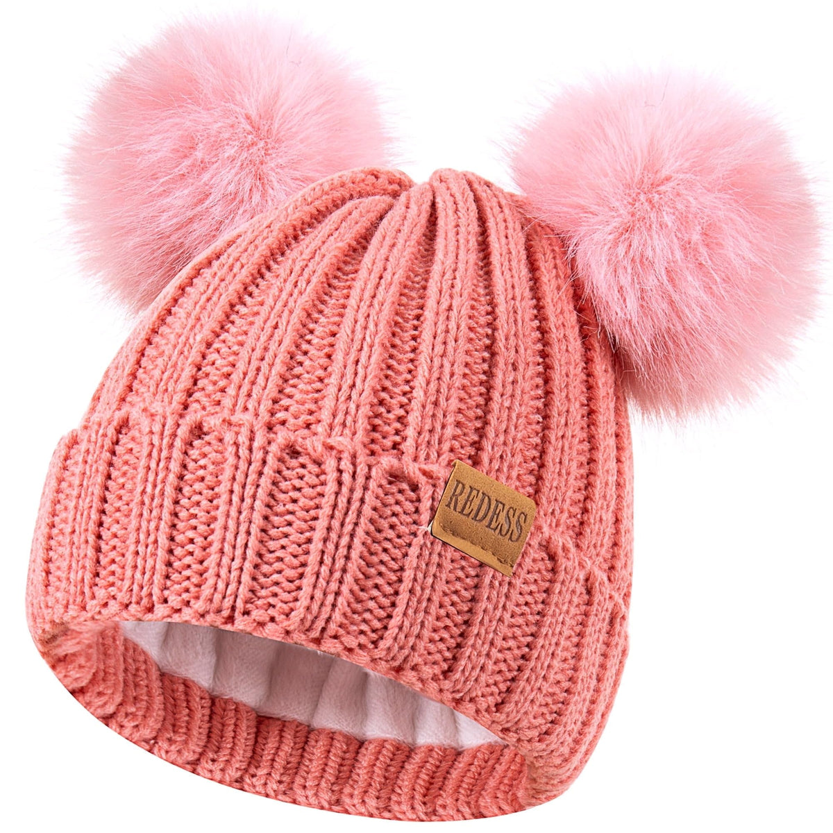 REDESS Winter Beanie Hats for Kids with Warm Fleece Lined, Children's Knit Hat for Boys Girls 5-9 Years Old
