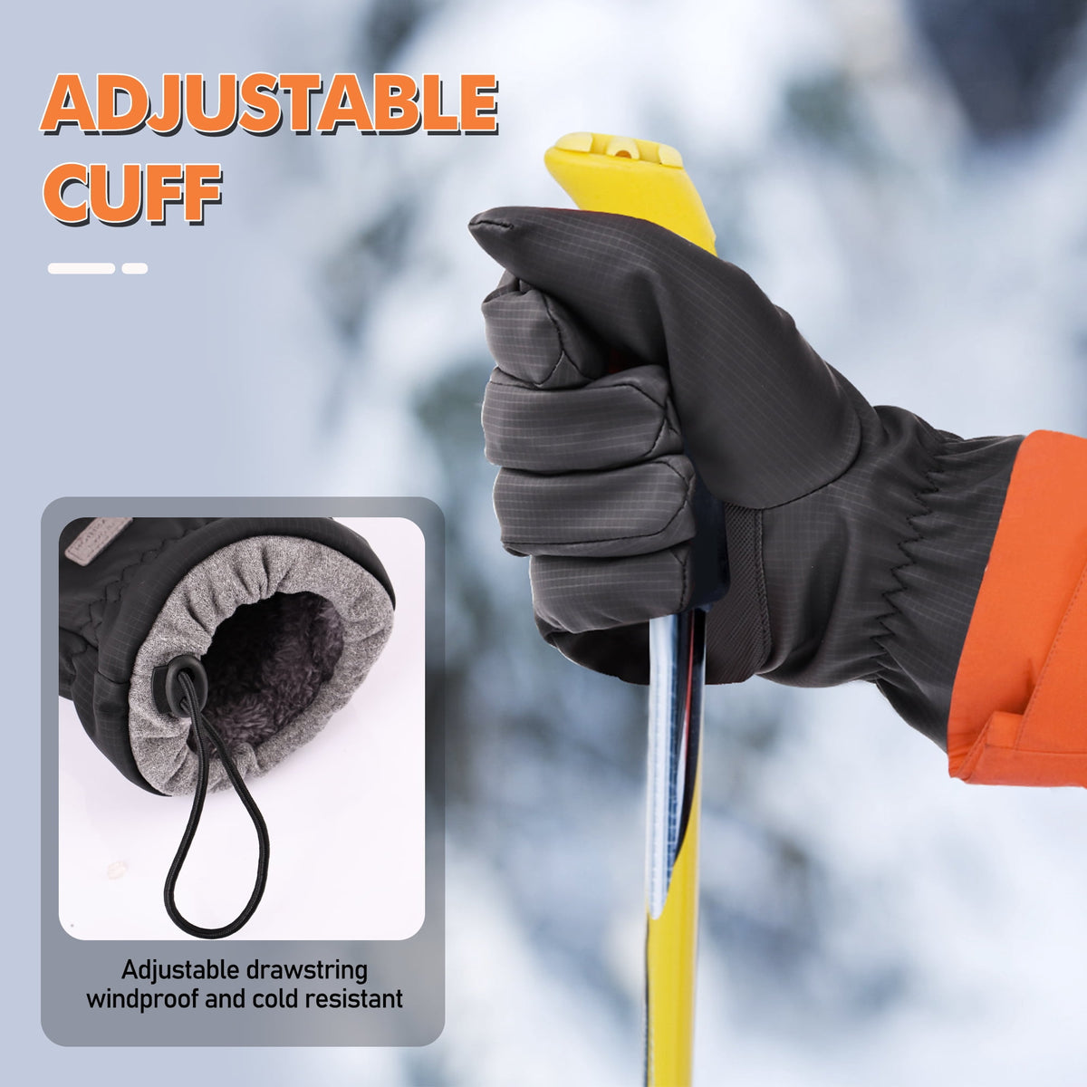 REDESS Unisex Winter Waterproof Black Gloves for Men and Women for Ski Driving Running Cycling Cold Weather