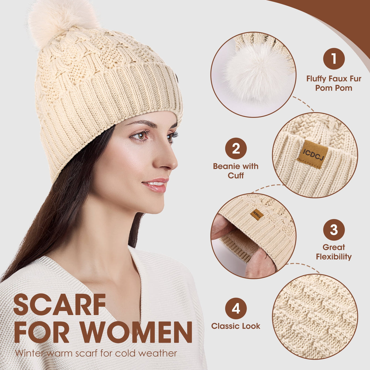 REDESS Hat,Scarf and Gloves Sets for Women's Winter Beanie Hat Touch Screen Gloves Long Scarf Set£¬Black