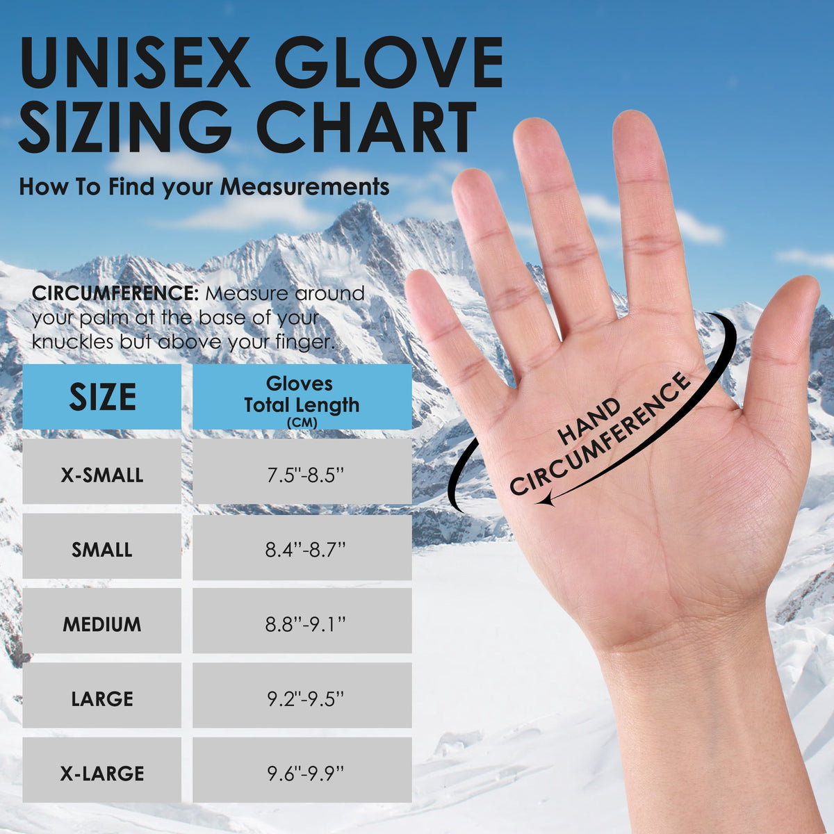 REDESS Winter Gloves for Men and Women with Touch Screen Waterproof for Ski Black
