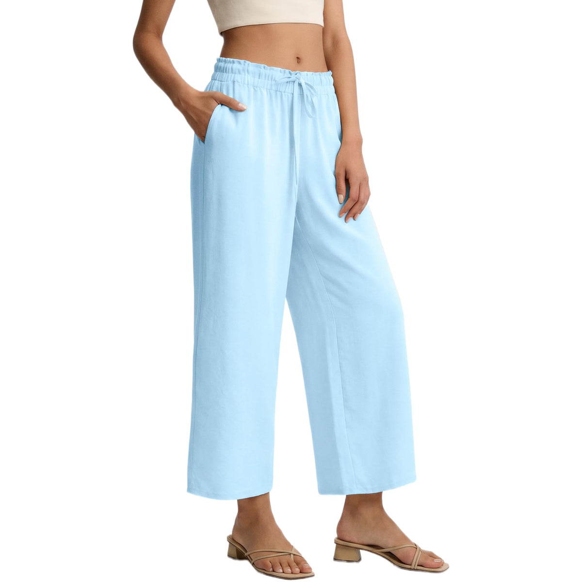 REDESS Capri Pants for Women Summer Capris Adjustable Drawstring with Pockets M-XXXL