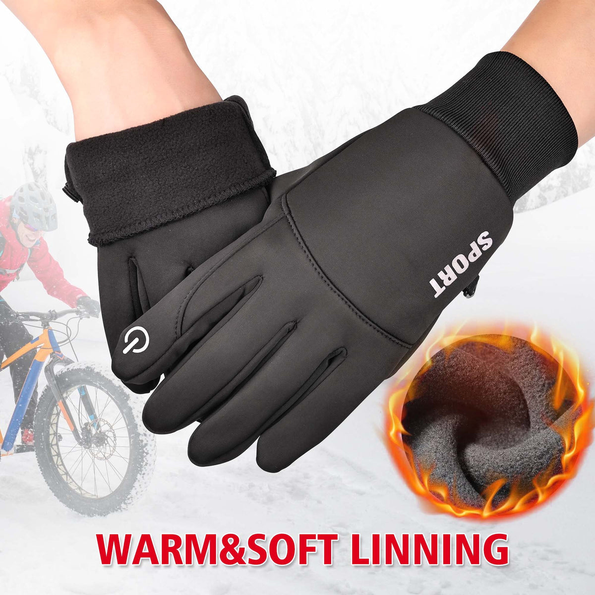 REDESS Winter Gloves for Men & Women, Touch Screen Warm Fleece Lined Gloves, Water?Resistant Windproof Non?Slip Daily Cold Weather Gloves