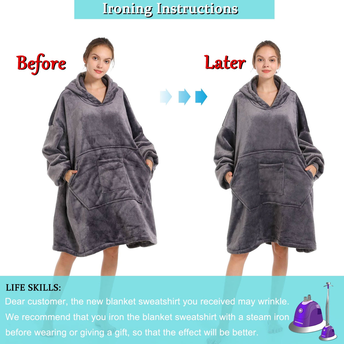 REDESS Wearable Blanket Hoodie, Oversized Blanket Hoodie Sweatshirt for Adults Women Men