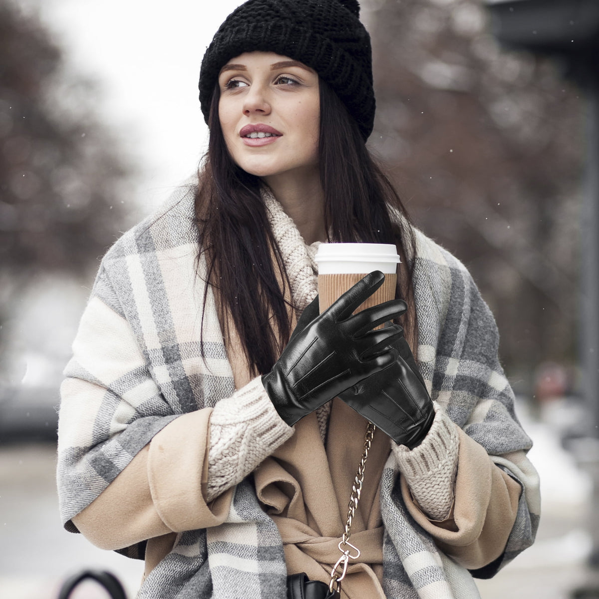 REDESS Women Winter Leather Mitten Gloves with Intelligent Touch Screen 2 Pairs.