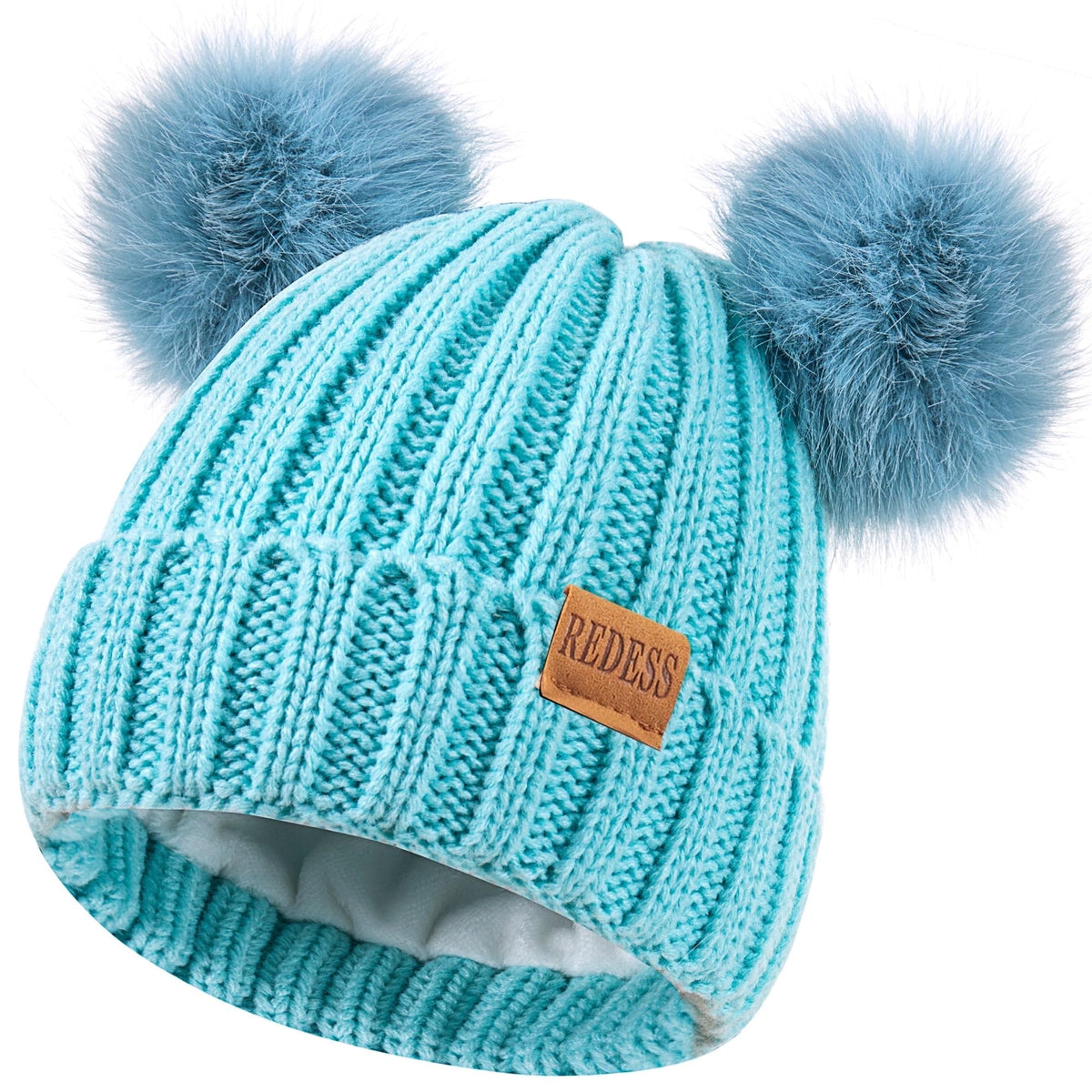 REDESS Winter Beanie Hats for Kids with Warm Fleece Lined, Children's Knit Hat for Boys Girls 5-9 Years Old