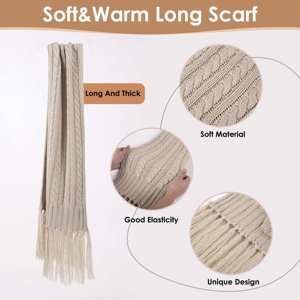 REDESS Womens Winter Hats Beanie Scarf &Gloves Sets for Women-Oat