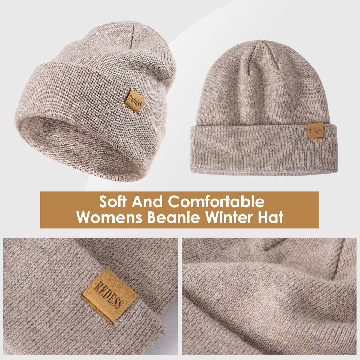 REDESS Women's Winter Beanie Hat, Scarf & Glove Sets for Women and Men-Dark Blue