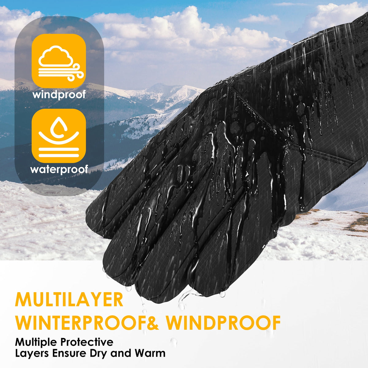 REDESS Men's and Women's Winter Gloves Waterproof Warm for Ski Driving Running Black