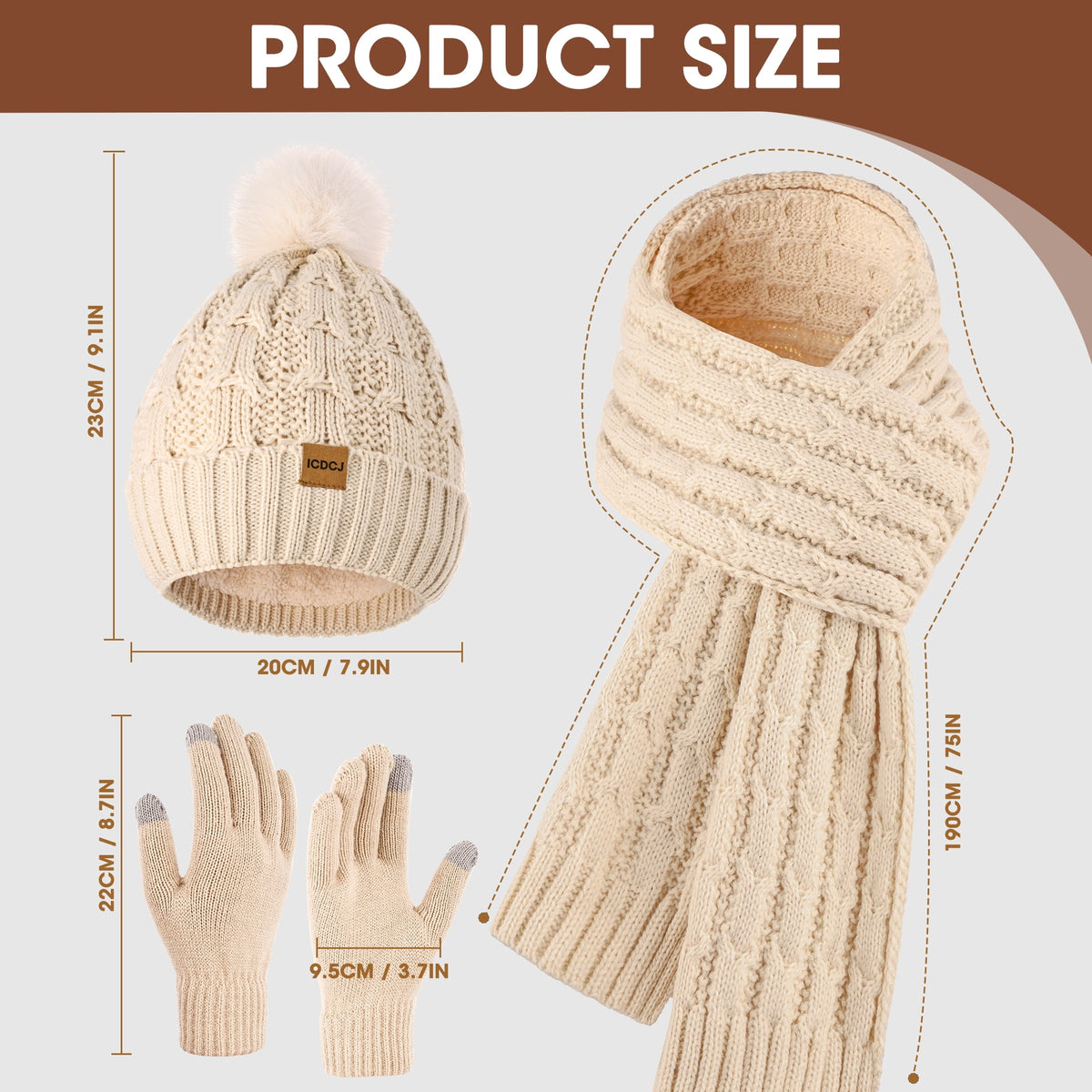 REDESS Hat,Scarf and Gloves Sets for Women's Winter Beanie Hat Touch Screen Gloves Long Scarf Set£¬Black
