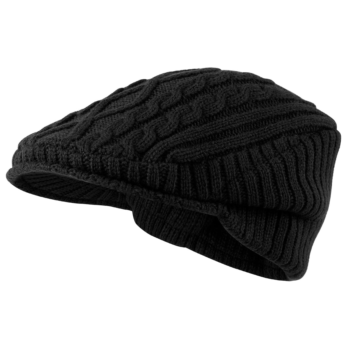 REDESS Winter Beanies Hat for Women,Knit Brimmer Hat Slouchy Beanie Cap with Visor Black