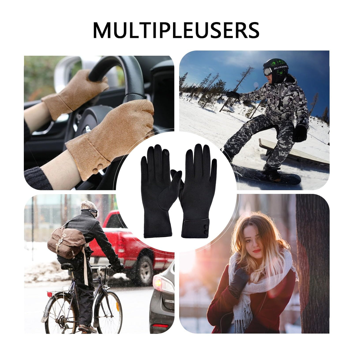 REDESS Women's Winter Warm Gloves, Full Finger Gloves with Sensitive Touch Screen Texting Fingers 3 Pairs.