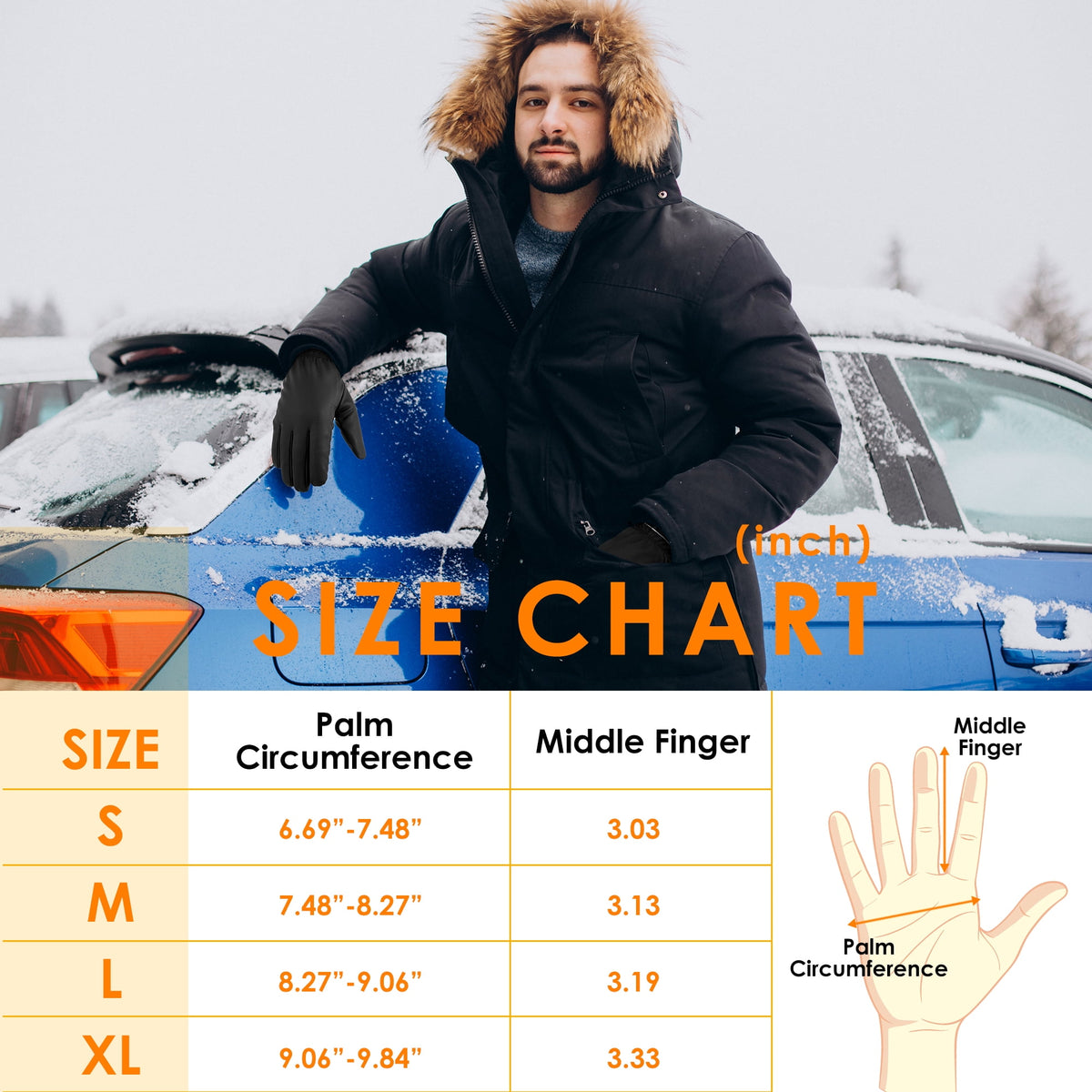 REDESS Unisex Winter Waterproof Black Gloves for Men and Women for Ski Driving Running Cycling Cold Weather