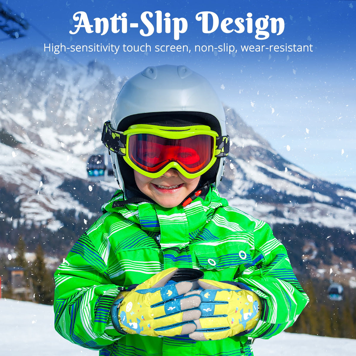 REDESS Kids Winter Gloves With Touch Screen Waterproof for Boy and Girl Sports,Skiing,Dark Blue
