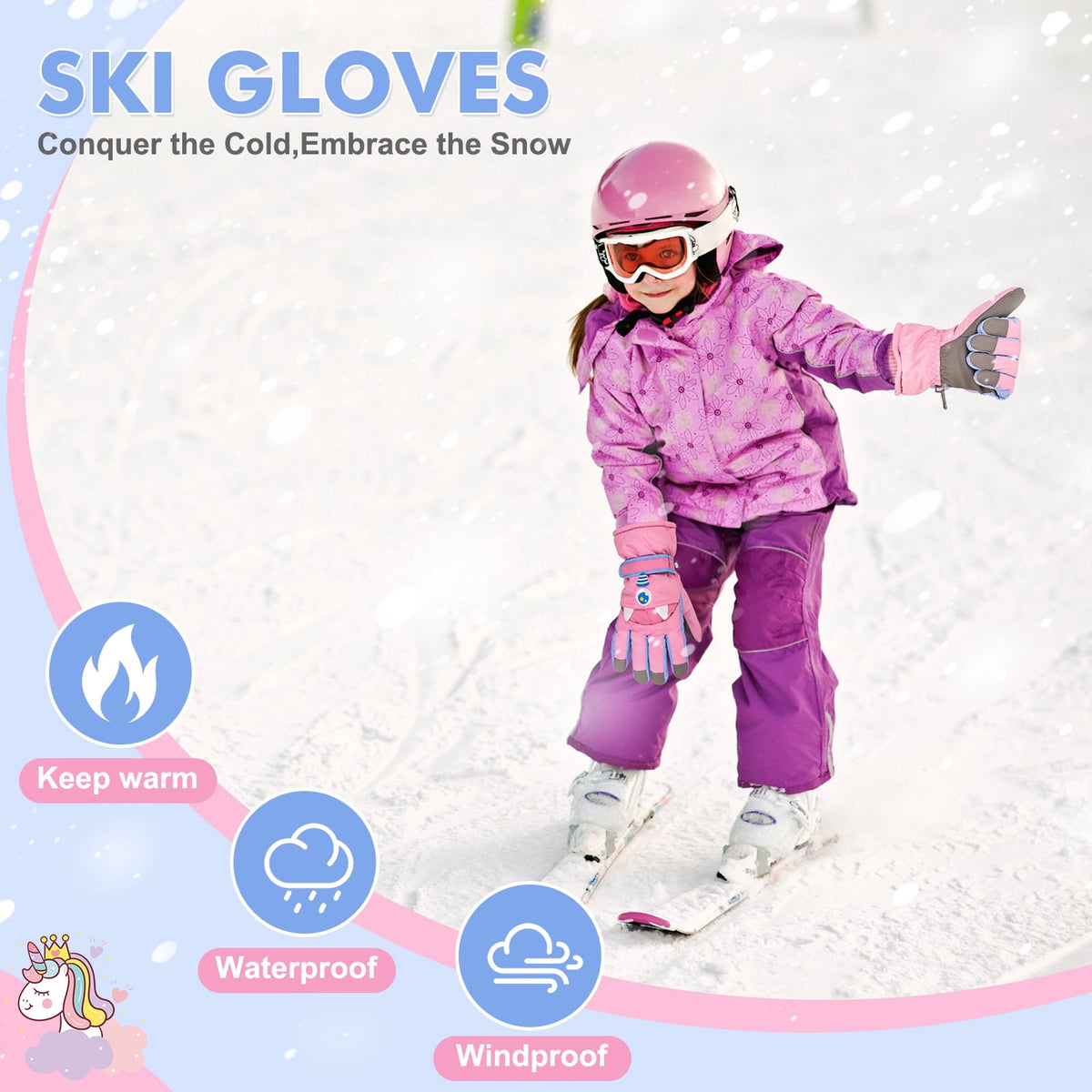 REDESS Kids Winter Waterproof Gloves for Ski Snow Snowboard for Toddler Boys and Girls