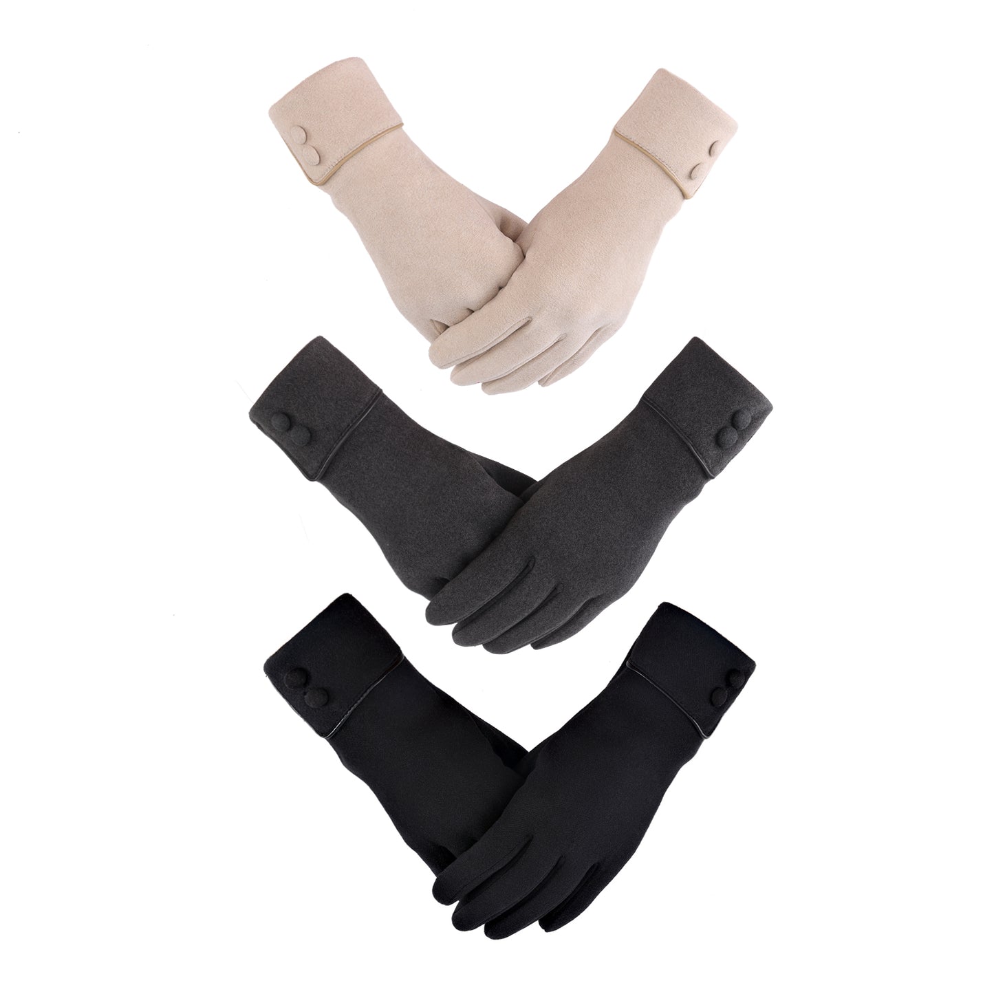 REDESS Women's Winter Warm Gloves Touch Screen Texting Lined with Plush Warm Gloves 3 Pairs.