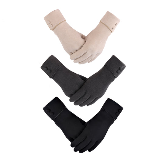 REDESS Women's Winter Warm Gloves Touch Screen Texting Lined with Plush Warm Gloves 3 Pairs.