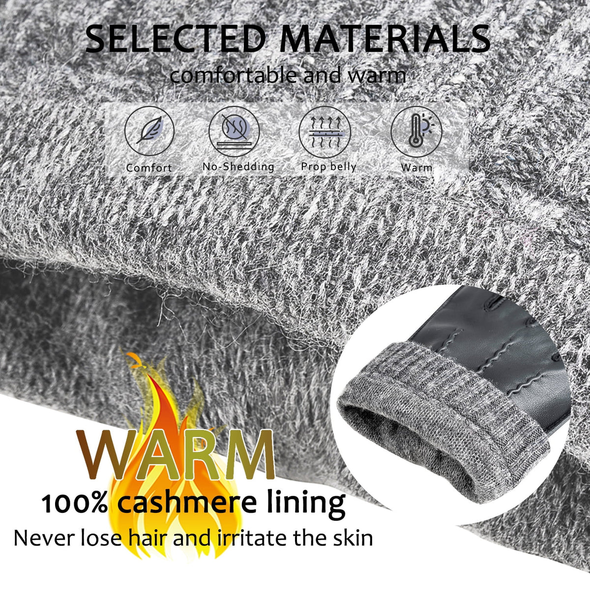 REDESS Winter Warm Genuine Leather Gloves for Men-Black