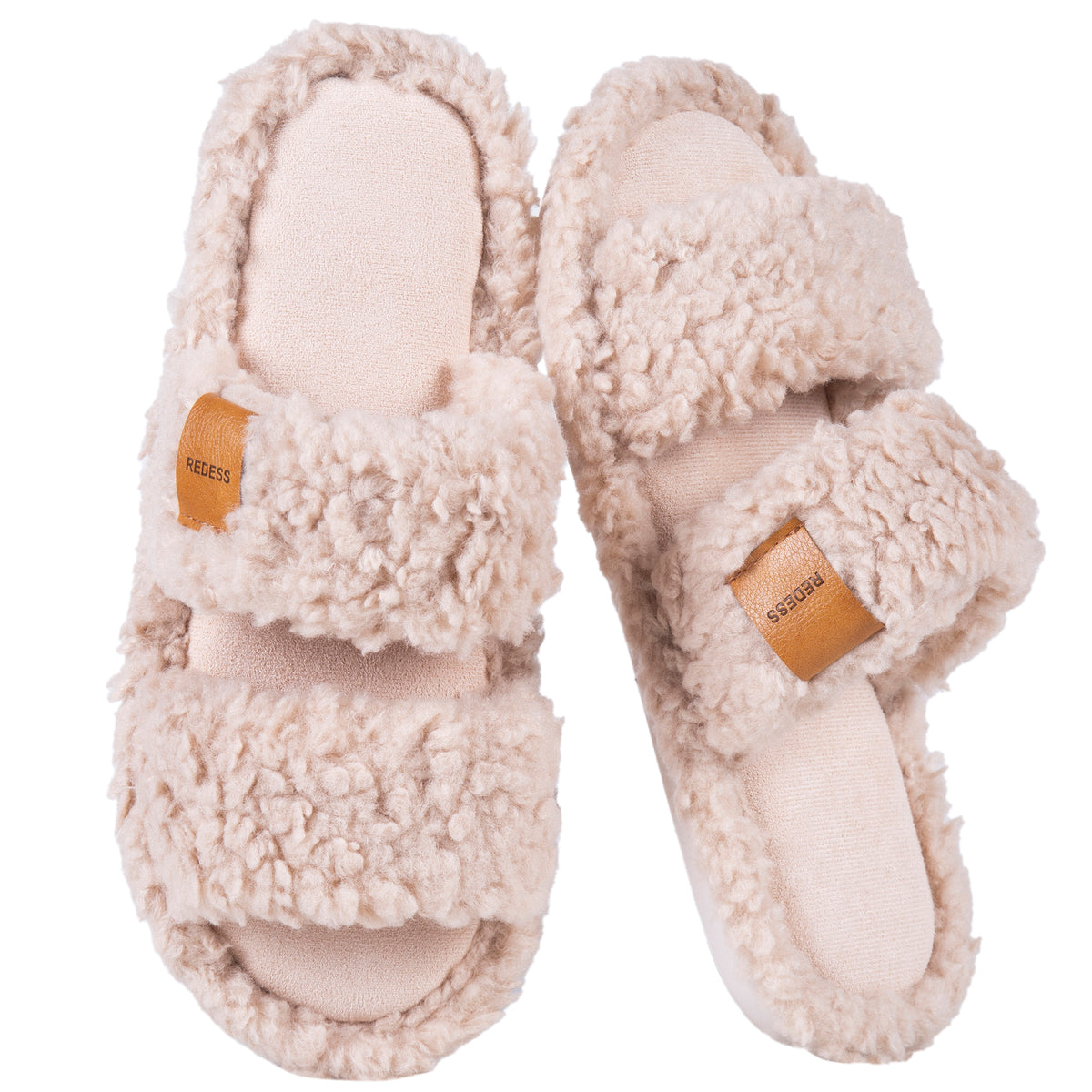 REDESS Slippers for Women Fuzzy Open Toe Womens Slippers Memory Foam House Slippers