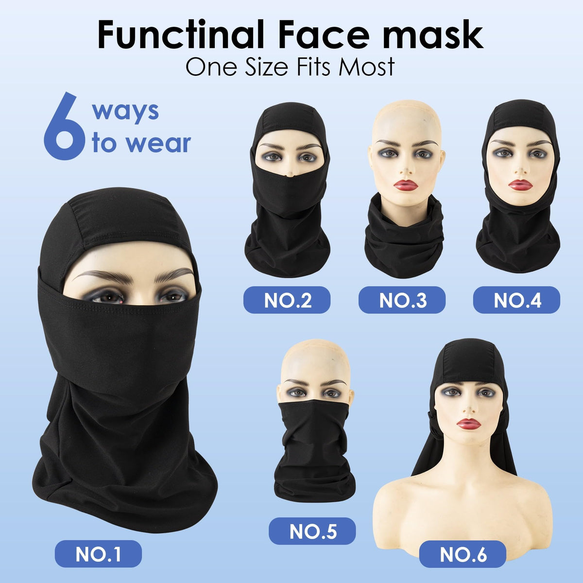 REDESS Balaclava Face Mask for Men and Women Winter Windproof Breathable Lightweight Ski Mask, Black, 3-Pack