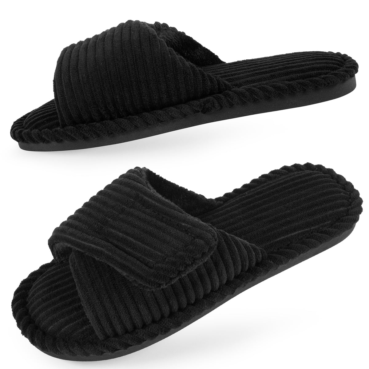 REDESS Slippers for Women Hook-and-Loop Womens Slippers Memory Foam Stripe House Slippers